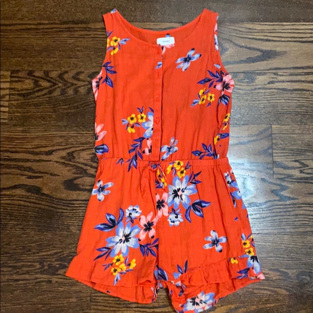 floral orange romper